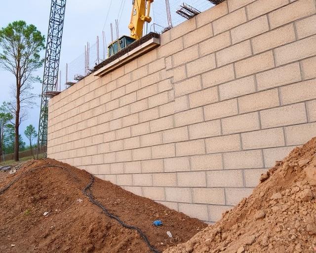 Muro de arrimo em concreto para contenção de encosta